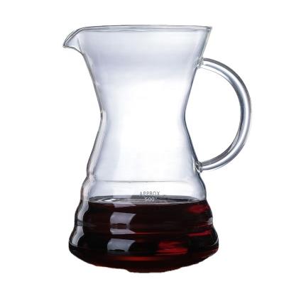 China Viable Coffee Kettle 500ml Server Style Dripper Coffee Hot Pot Heat Resistant Iimited Drip Glass for sale