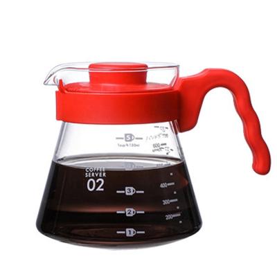 China With Scale Tray Wholesale Hand Made Borosilicate Coffee Pot Coffee Hand Filled Brewer With Plastic Handle for sale