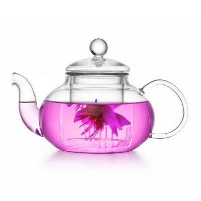 China Viable Glass Water Pitcher Glassware Pitcher Set With 4/6 Imperial Flower Blowing Tea Infuser Filter Flower Teapot for sale