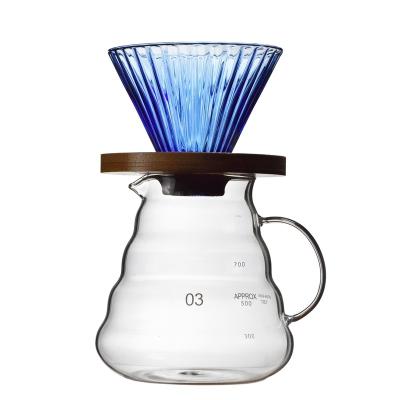 China Q V60 Viable Hot Sale 600ml Hand Drip Pot Coffee Server Heat Resistant Glass Drip Coffee Machine for sale