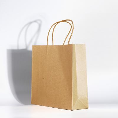 China Recycled Materials Eco Friendly Brown Carry Costumised Carrier Custom Shopping Logo Print Paper Bag With Handle for sale