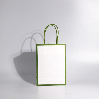 China Recyclable Cheap custom printed your own logo take out shopping gift paper bag with handle for sale