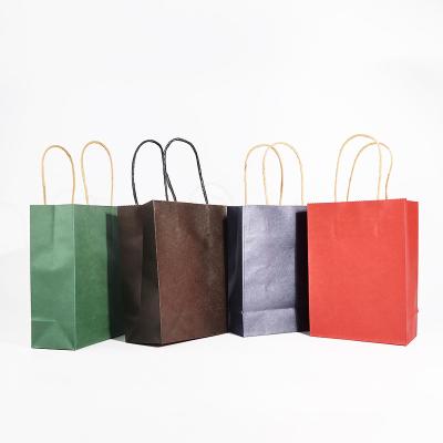 China Recycled Materials Custom logo grocery store multi color kraft paper gift bag with handle for sale