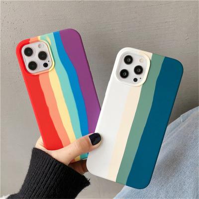 China 2022 New Product 1:1 Original Rainbow Shockproof Silicone Mobile Cell Phone Case For iPhone X 11 12 13 pro Max Phone Case for sale