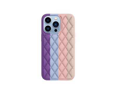 China Luxury Electroplating Shockproof Rhombus Silicone Mobile Cell Phone Cover Case For iPhone Grid Phone Case for sale