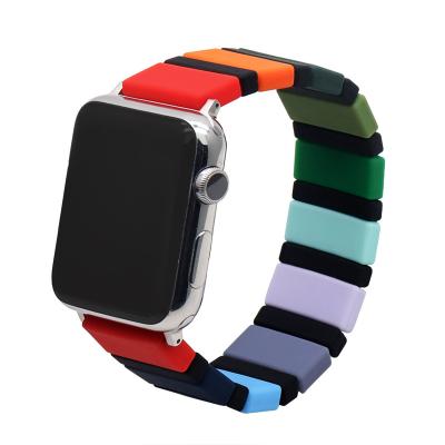 China Color Adjustable Running Block Water Resistant Silicone Stitching Band For Apple Watch Smart Band Sublimation Watch Strap for sale