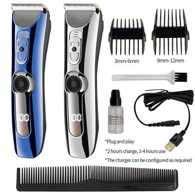 China Adjustable Blade Cordless Waterproof Hair Trimmer USB Rechargeable LCD Barber Machine for sale