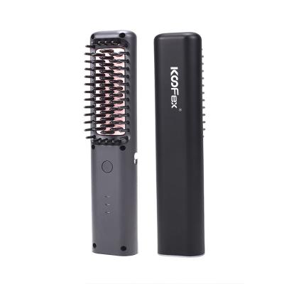 China Portable Wireless Multifunctional Hair Dryer Brush Straightener PTC Heater Frizzproof for sale