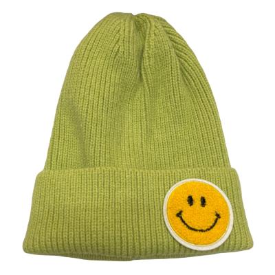 China 2021 New Arrival KENSHELLEY Multi Color High Quality Multi Color Smiley Face Wool Warm Beanie Unisex Outdoor Party Thicken Knitted Beanie for sale