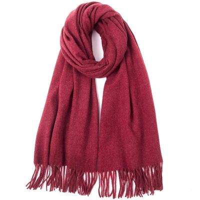 China Tonglu luxury factory selling special scarf solid color plain weave wool cashmere fringe shawl scarf for sale