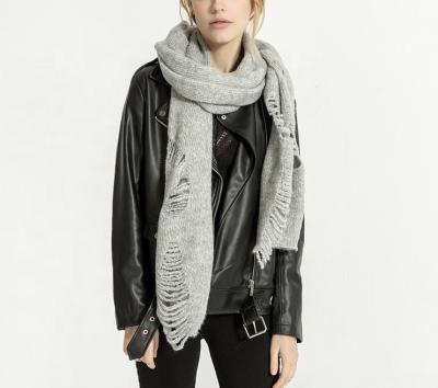 China New Style Acrylic Western Rural Scarf Solid Color Hollow Out Cashmere Handmade Woolen Knitting Scarf for sale