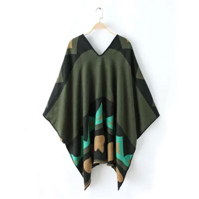 China Fashion Soft Touch Feeling Open Front Poncho Lady Shawl Lady Pashmina Cashmere Thick Covering Warm Scarf for sale