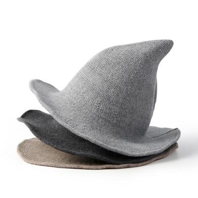 China KENSHELLEY Magic Knitted Wool Women Halloween Brim Wool Bucket Hat Party Wide Pointed COMMON Hats Wizard for sale