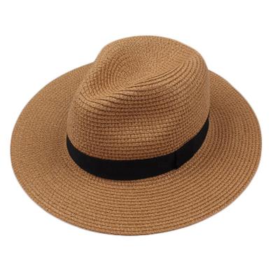 China KENSHELLEY 2021 New Medium Spring Gold Summer Braided Flat Straw Hat Wide Brimmed Sun Beach Shade Foldable Panama Sun Visor Hat Beach Hats for sale