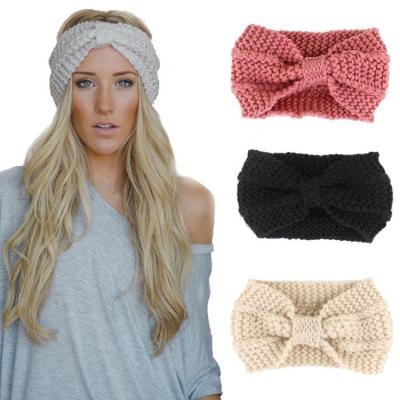 China Fashional Lady KENSHELLEY Headband Soft Knitting Headband Pretty Cross Crochet Headband Promotional Cheap Elastic Outdoor Ear Warmer For Women for sale