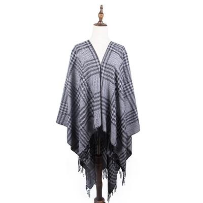 China New Fashion Newest European American Ladies Shawl Poncho Plaid Thick Large Cloak Winter Shawl For Women for sale