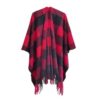 China Warm Poncho Women Cape Plaid Cashmere Ponchos For Winter Women's Shawl Winter High Quality American European for sale