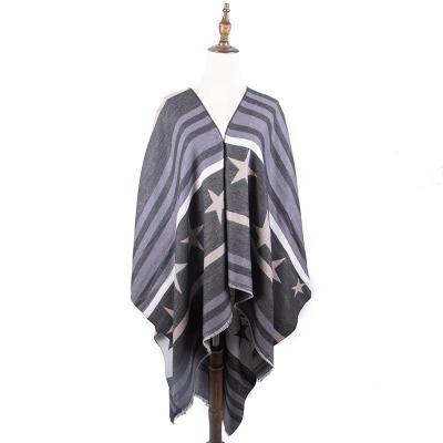 China Elegant Soft Winter Poncho Custom Women Shawls Long Stripe American European Ladies Shawls Wholesale for sale