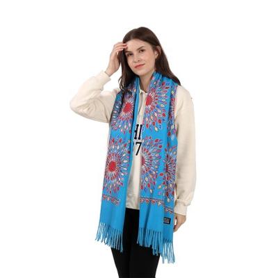 China Hot and cute designer girl's famous European American Sunflower Embroidered Long scarf free sample for sale