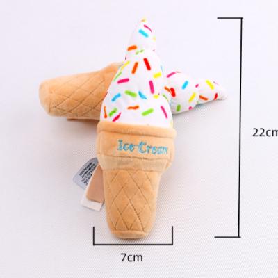 China Custom Simulation Viable Wholesale Dog Chew Toy Squeaky Plush Toy Dog Ice Cream Durable And Hard Toy For Dog for sale