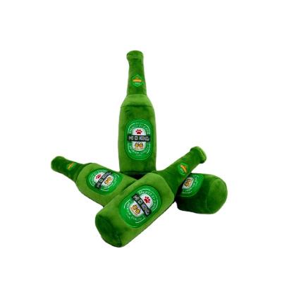 China Sustainable High Quality Green Beer Glass Bottle Plush Dog Toys Can Be Customized for sale