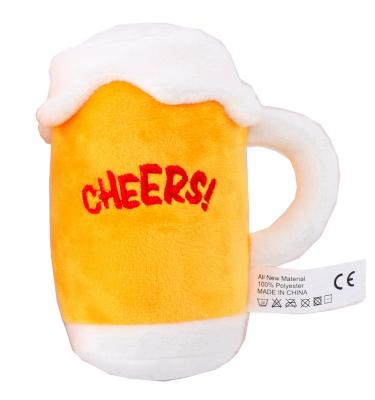 China 2020 Viable Plush Beer Cup Glass Bottle Dog Puppy Chew Toy Squeaky Toy for sale