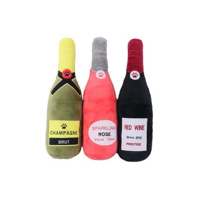 China Viable Custom Pet Toys Plush Beer Bottle Squeaker Dog Chew Toys for sale