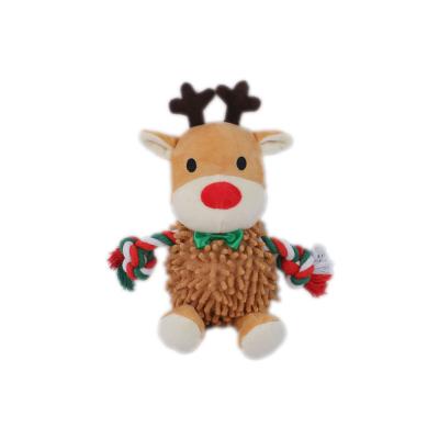 China Sustainable Hot Sale Christmas Reindeer Plush Stuffed Chew Pet Puppy Durable Squeaky Toys for sale