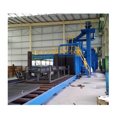 China Factory Roller Conveyor Tunnel Pass Through H Beam Type Steel Plate Steel Sheet Shot Blasting Machine / Pulled Cleaning Machine for sale