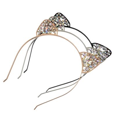 China Cat Ears Rhinestone Crystal Headband Hair Band Accessories Costume Party Eco-Friendly Cosplay AG001 for sale