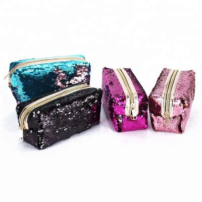 China Wholesale Popular Cheap Polyester Sequin Mermaid Zipper Purse, Reversible Makeup Bag Sequin Cosmetic Bag for sale