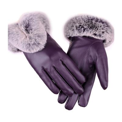 China Fur Burr Driving Leather Touch Screen Gloves Winter Warm Glove Comfortable Windproof/Fashion Windproof Glove for sale