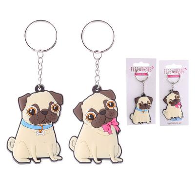 China Nice Design PVC Cute Dog Pug Dog Handbag Zipper Tag New Key Chain Key Ring Key Chain Key Chain Keychain Gift AG089 for sale