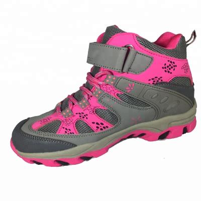 China OEM Outdoor Sport Round Ankle Boots Anti Slip Front Buckle Strap Breathable Climbing Hiking Children Trekking Walking Boots for sale