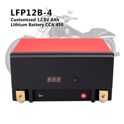 China LFP12B-4 electric vehicles customized 12.8v genuine lithium battery 8Ah BMS lifepo4 protection high capacity CCA 450 for sale