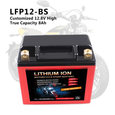 China Electric vehicles LFP12-BS MSDS customized 12.8v high capacity 8Ah BMS lifepo4 protection motorcycle genuine lithium battery good CCA 420 for sale