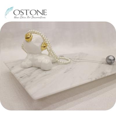 China Modern Customized Customized White Marble Carrara Jewelry Display Trays For Ring Earrings Necklace Pendant for sale