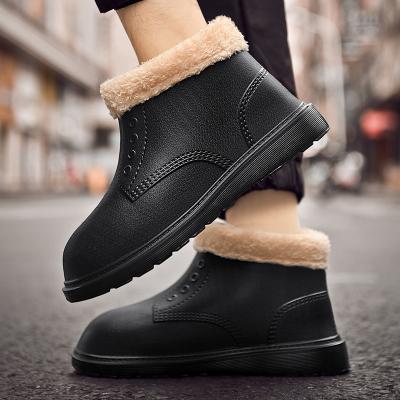 China Fashion Trend Chaussure Homme Men's Shoes Waterproof Comfortable Warm Plush Striped Outdoor Winter Snow Style Men's Walking Boots for sale