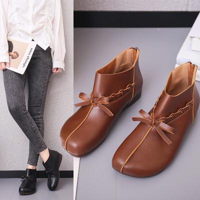 China New Arrival Deodorization Soft Leather Ankle Soft Leather Shoes Handmade Walking Women Women Waterproof Comfortable Flats Slip On for sale