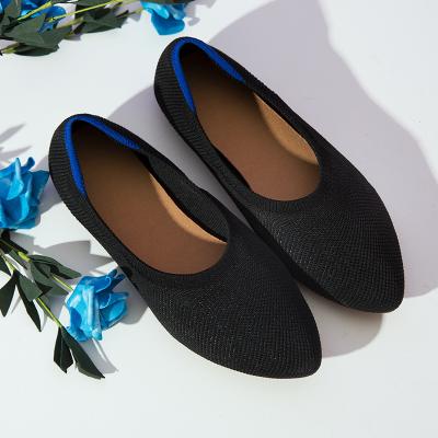 China Round Pointed-Toe Slip On Flats Shoes Flats Womens Ladies Casual Shoes Classic Knit Elegant Shoes Women's Flats for sale