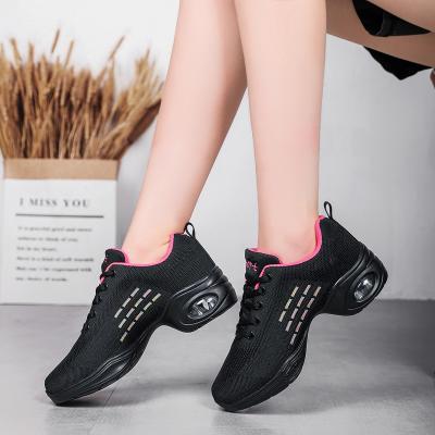 China Sports Fly Knitting Upper Custom Air Cushioning Athletic Shoes Salsa Tango Sports Training Activities Sneakers Womens Dance Shoes for sale