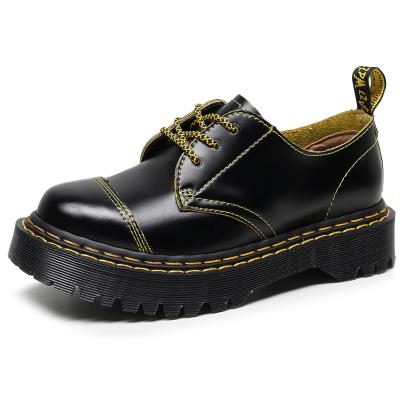 China Unisex Seam Lines 1461 Genuine Leather Chunky Sole Women Martens Shoes Scarpe Martens Fashion Trend Double Platform Black Eyes Shoe 3 for sale