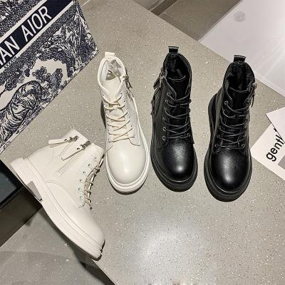 China High Quality Black Round Off White Tassel Zipper Ladies Fashion Martins Boots Genuine Leather Ankle Platform Sports Shoes Women Boots for sale