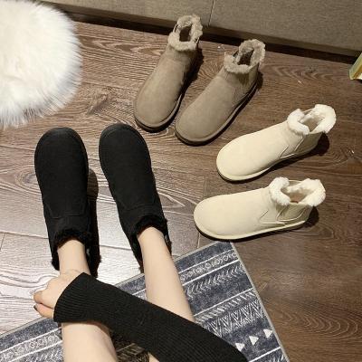 China Fashion Trend Suede Heel Ankle Boot Synthetic Flat Comfortable Fur Striped Winter Shoes Short Boots For Ladies Snow Women Boots for sale