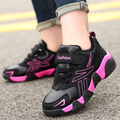 China New Fashion Massage Kids Girls Mesh Leather Plush Upper Comfortable Outdoor Children's Running Shoes Breathable Kids Sneakers for sale