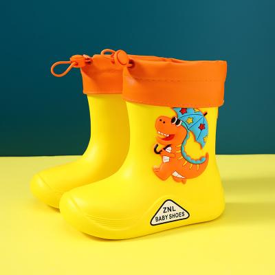 China SHOCK ABSORBING EVA Rubber Dinosaur Kids Cartoon Shoes Water Shoes Fashion Children's Shoes Waterproof Rain Boots Toddler Girls Boys Rain Boots for sale