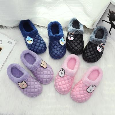 China Winter Warm Kids Slippers Plush Cotton EVA Lightweight Waterproof Non-Slip Kid Home Slippers Lovely Cartoon Round Bear Accessories for sale