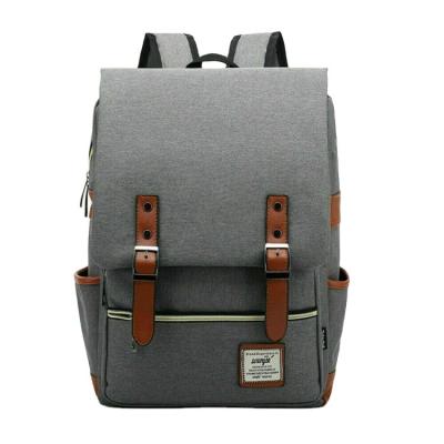 China Durable Mens Womens Canvas Leather Backpack Laptop Bag School Bag Travel Bag for sale