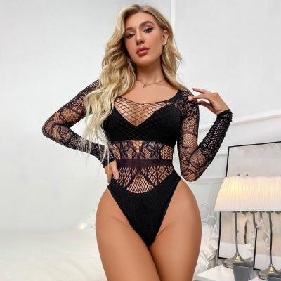 China Sensual elasticity mesh and soft sexy black jumpsuit Xb131 bodystocking bodystocking skinny sexy jumpsuit long sleeve sexy nylon ladies for sale