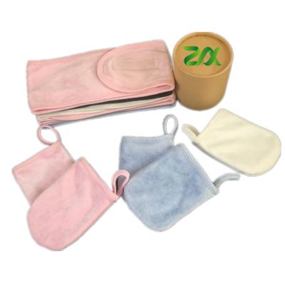 China Factory wholesale reusable face cloth ultra soft pads bamboo velor make up washable remover glove for sale